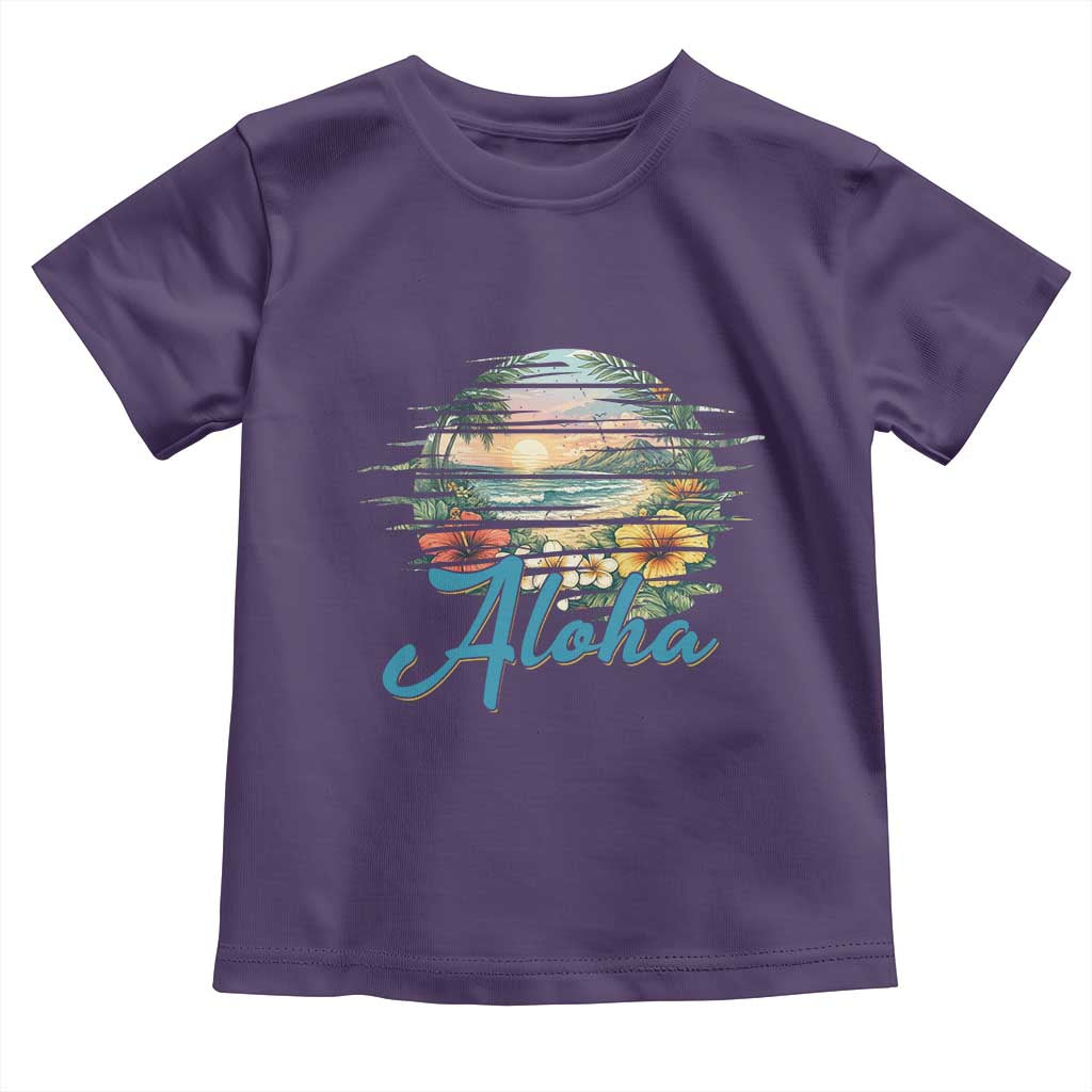 Vintage Hawaii Hibiscus Floral Toddler T Shirt Tropical Beach Vacation Graphic