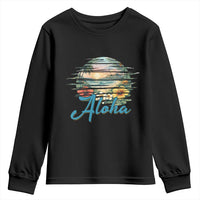 Vintage Hawaii Hibiscus Floral Youth Sweatshirt Tropical Beach Vacation Graphic