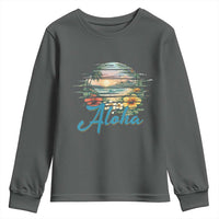 Vintage Hawaii Hibiscus Floral Youth Sweatshirt Tropical Beach Vacation Graphic