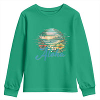 Vintage Hawaii Hibiscus Floral Youth Sweatshirt Tropical Beach Vacation Graphic