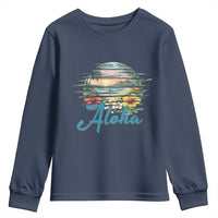 Vintage Hawaii Hibiscus Floral Youth Sweatshirt Tropical Beach Vacation Graphic