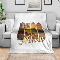 Vintage Hawaii Beach Travel Throw Blanket Sunset Ocean Landscape