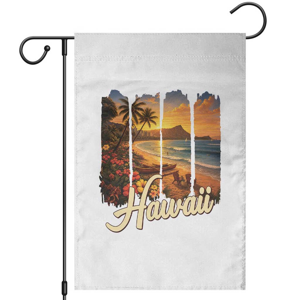 Vintage Hawaii Beach Travel Garden Flag Sunset Ocean Landscape
