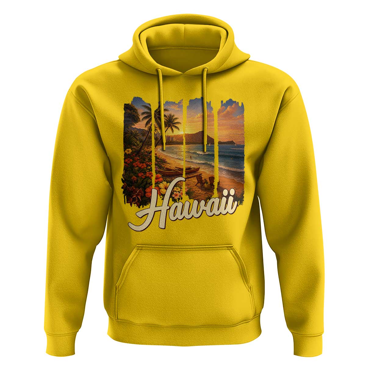 Vintage Hawaii Beach Travel Hoodie Sunset Ocean Landscape