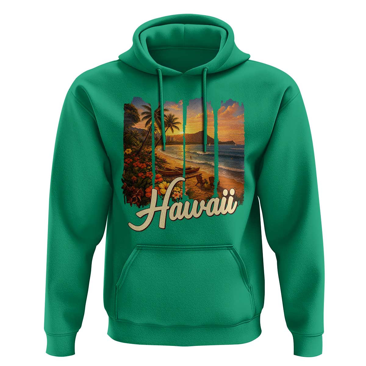 Vintage Hawaii Beach Travel Hoodie Sunset Ocean Landscape