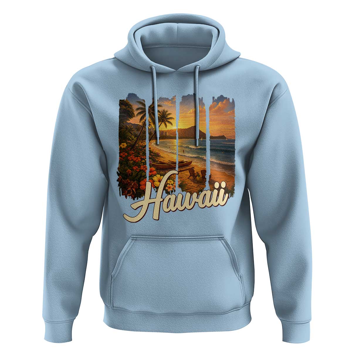 Vintage Hawaii Beach Travel Hoodie Sunset Ocean Landscape