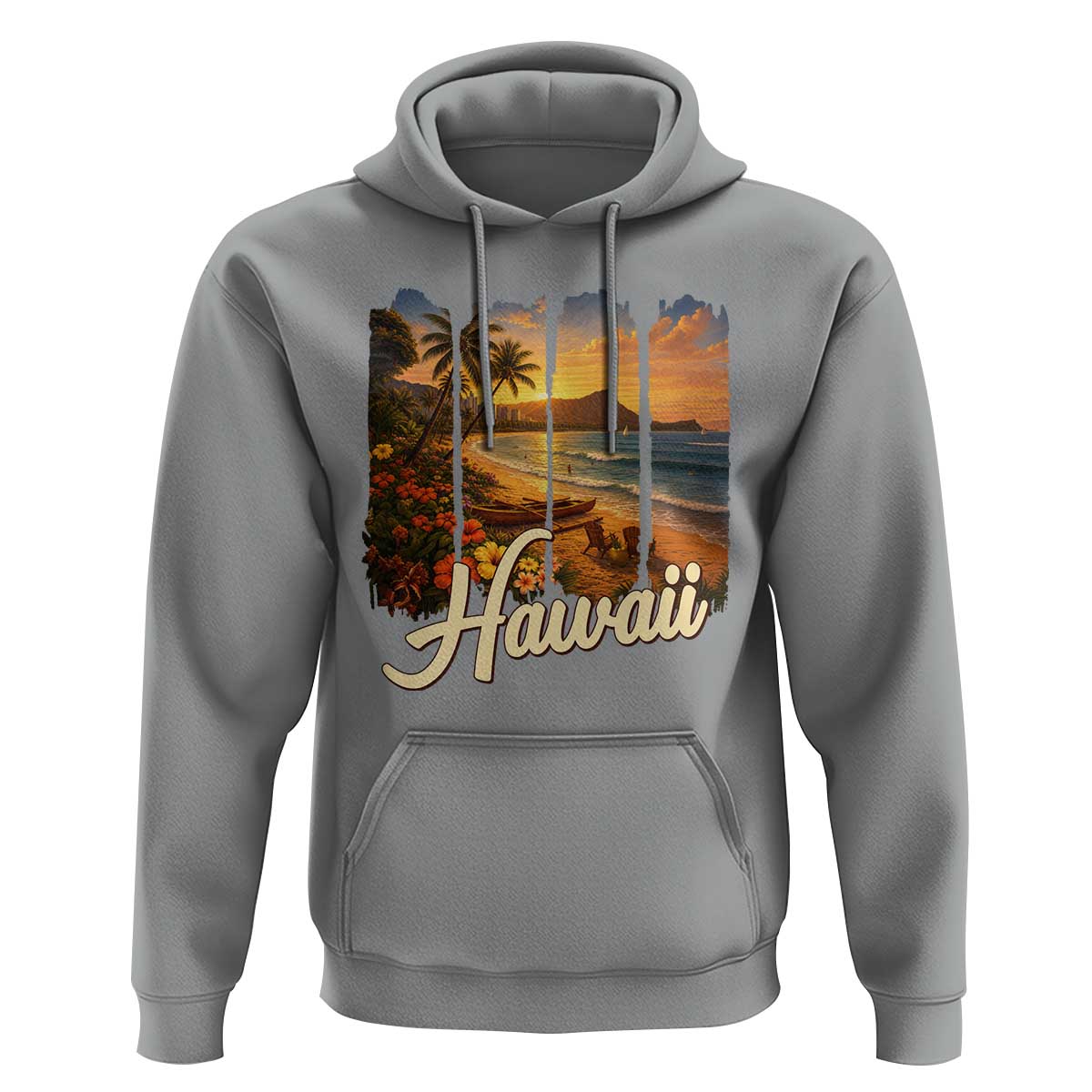 Vintage Hawaii Beach Travel Hoodie Sunset Ocean Landscape