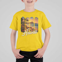Vintage Hawaii Beach Travel T Shirt For Kid Sunset Ocean Landscape