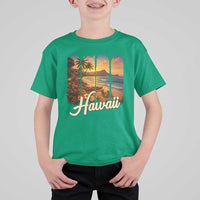 Vintage Hawaii Beach Travel T Shirt For Kid Sunset Ocean Landscape