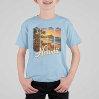 Vintage Hawaii Beach Travel T Shirt For Kid Sunset Ocean Landscape