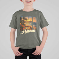 Vintage Hawaii Beach Travel T Shirt For Kid Sunset Ocean Landscape