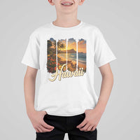 Vintage Hawaii Beach Travel T Shirt For Kid Sunset Ocean Landscape