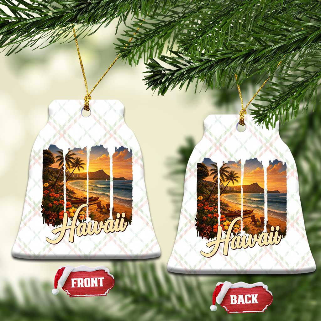 Vintage Hawaii Beach Travel Ceramic Ornament Sunset Ocean Landscape