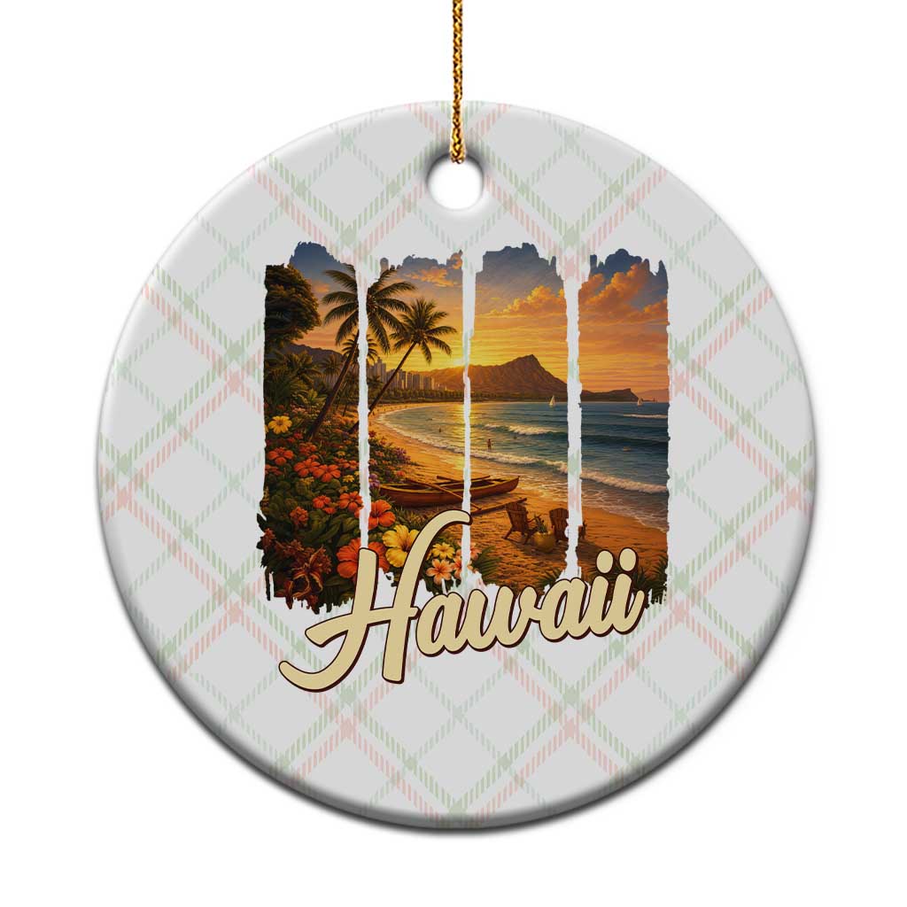 Vintage Hawaii Beach Travel Ceramic Ornament Sunset Ocean Landscape