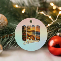 Vintage Hawaii Beach Travel Ceramic Ornament Sunset Ocean Landscape