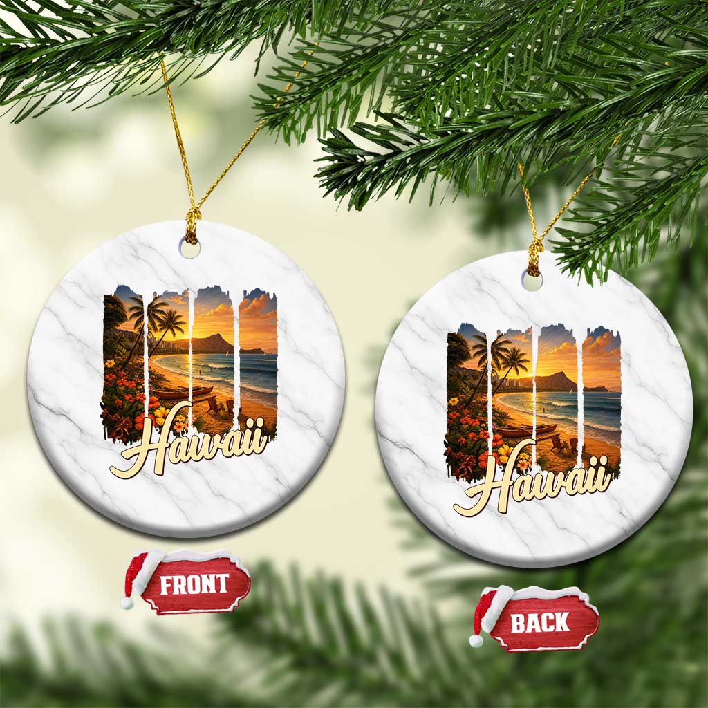 Vintage Hawaii Beach Travel Ceramic Ornament Sunset Ocean Landscape