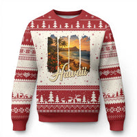 Vintage Hawaii Beach Travel Ugly Christmas Sweater Sunset Ocean Landscape