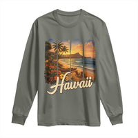 Vintage Hawaii Beach Travel Long Sleeve Shirt Sunset Ocean Landscape