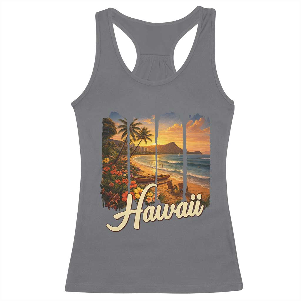 Vintage Hawaii Beach Travel Racerback Tank Top Sunset Ocean Landscape
