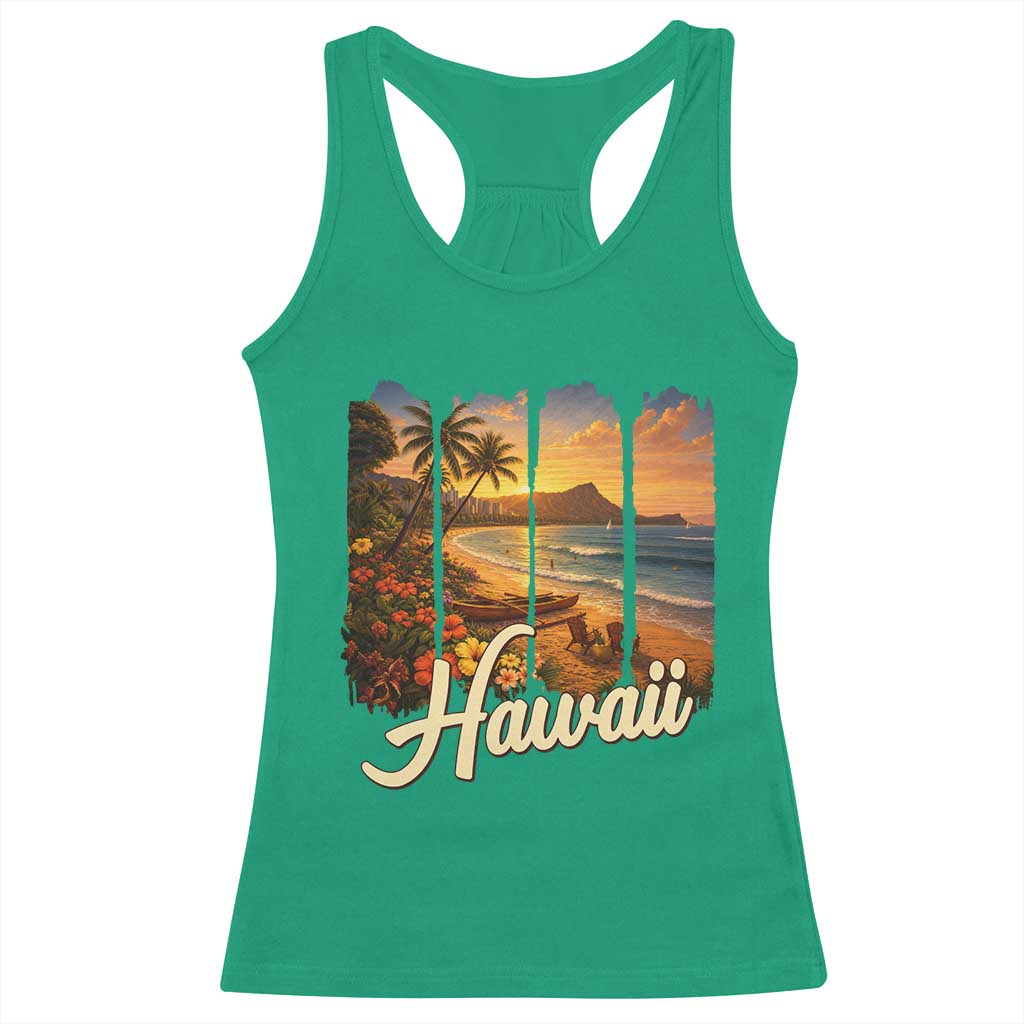 Vintage Hawaii Beach Travel Racerback Tank Top Sunset Ocean Landscape