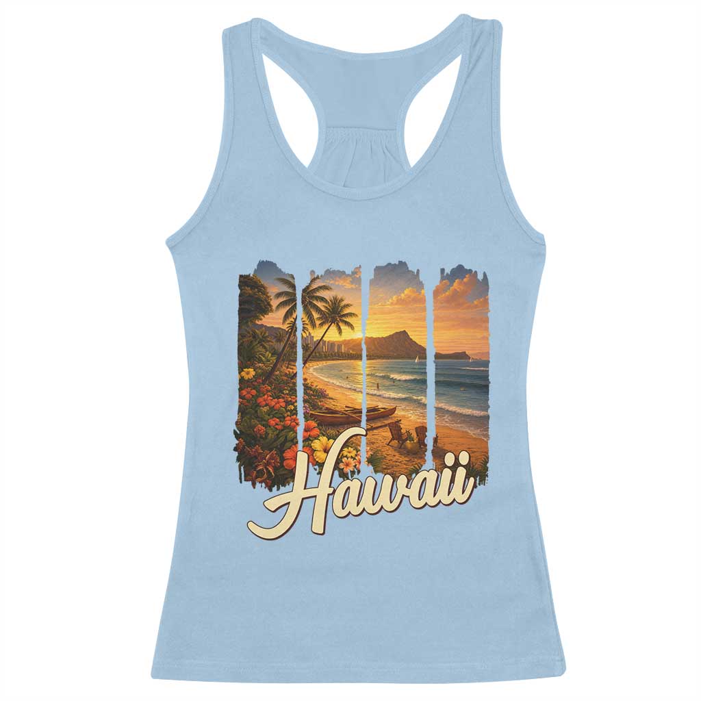 Vintage Hawaii Beach Travel Racerback Tank Top Sunset Ocean Landscape