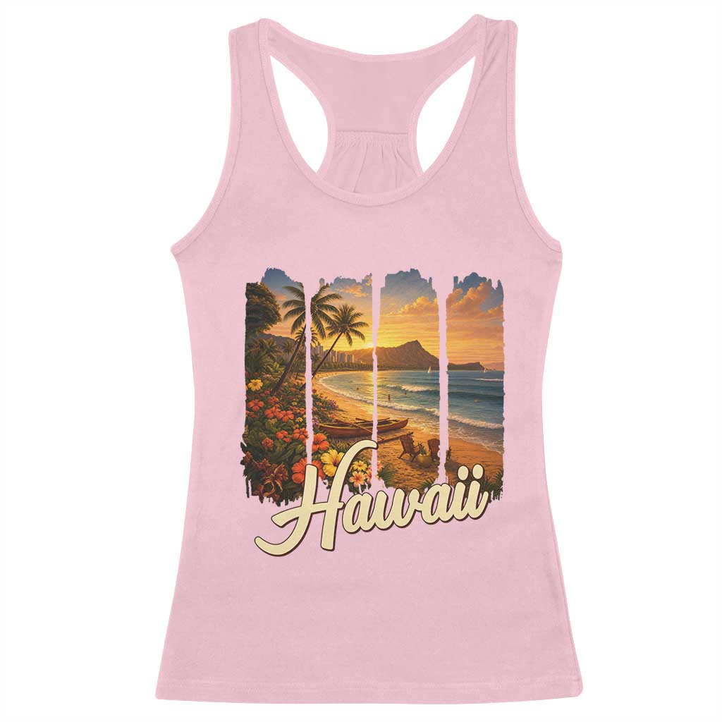 Vintage Hawaii Beach Travel Racerback Tank Top Sunset Ocean Landscape