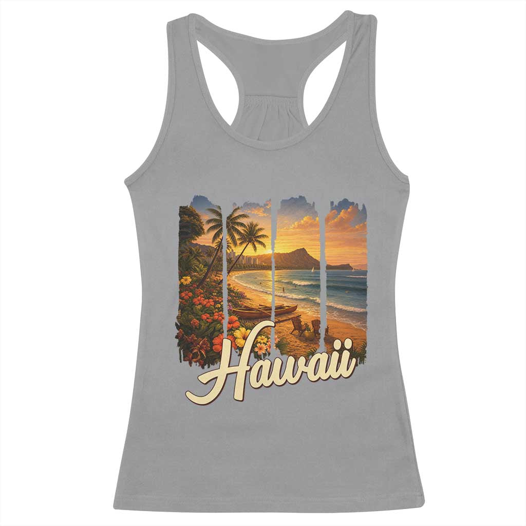 Vintage Hawaii Beach Travel Racerback Tank Top Sunset Ocean Landscape