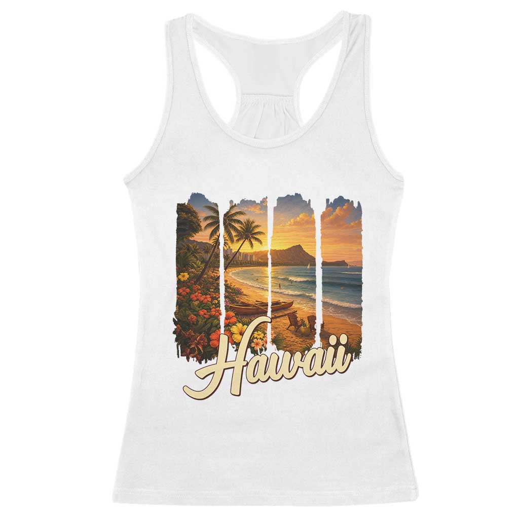 Vintage Hawaii Beach Travel Racerback Tank Top Sunset Ocean Landscape