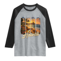 Vintage Hawaii Beach Travel Raglan Shirt Sunset Ocean Landscape