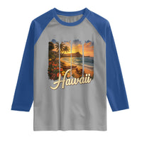Vintage Hawaii Beach Travel Raglan Shirt Sunset Ocean Landscape