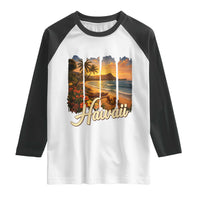 Vintage Hawaii Beach Travel Raglan Shirt Sunset Ocean Landscape