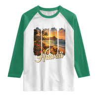 Vintage Hawaii Beach Travel Raglan Shirt Sunset Ocean Landscape