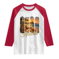 Vintage Hawaii Beach Travel Raglan Shirt Sunset Ocean Landscape