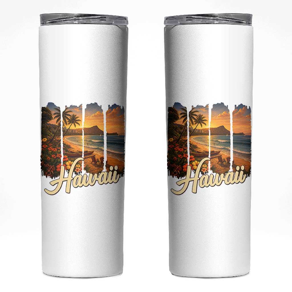 Vintage Hawaii Beach Travel Skinny Tumbler Sunset Ocean Landscape