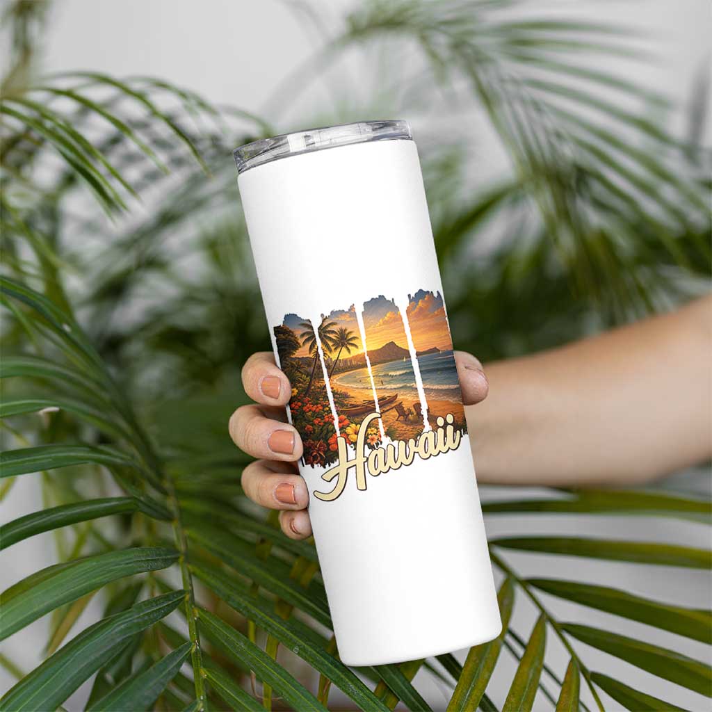 Vintage Hawaii Beach Travel Skinny Tumbler Sunset Ocean Landscape