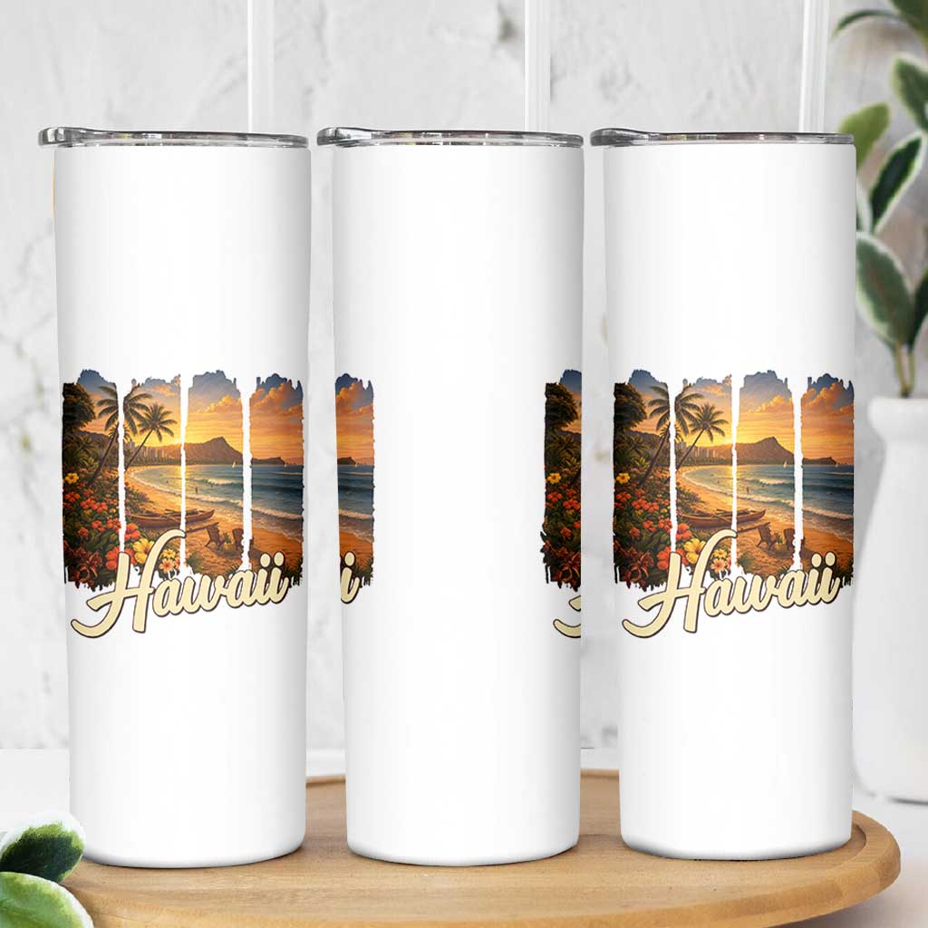Vintage Hawaii Beach Travel Skinny Tumbler Sunset Ocean Landscape