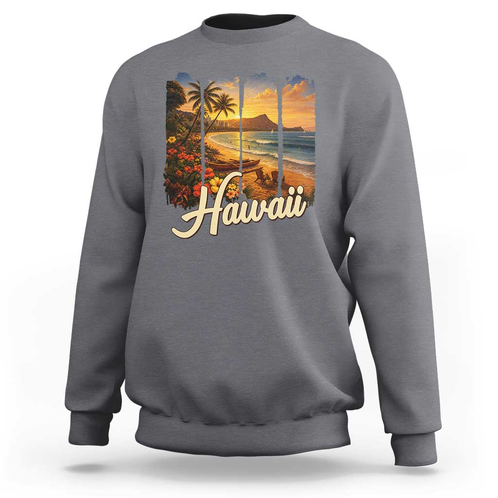 Vintage Hawaii Beach Travel Sweatshirt Sunset Ocean Landscape