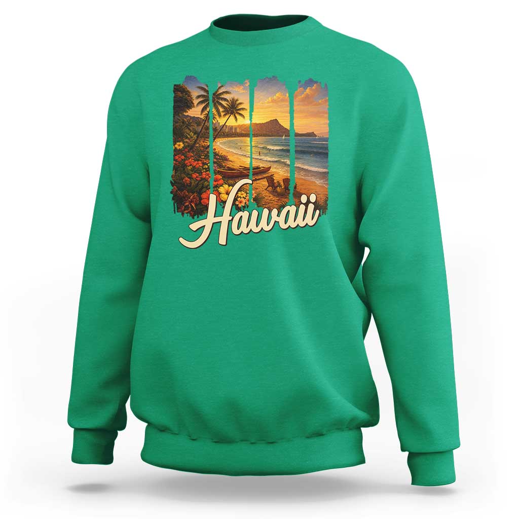 Vintage Hawaii Beach Travel Sweatshirt Sunset Ocean Landscape