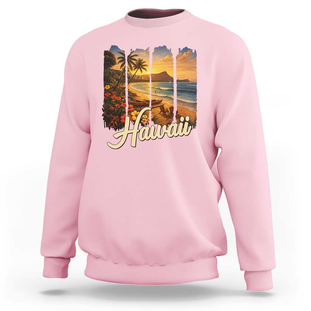 Vintage Hawaii Beach Travel Sweatshirt Sunset Ocean Landscape