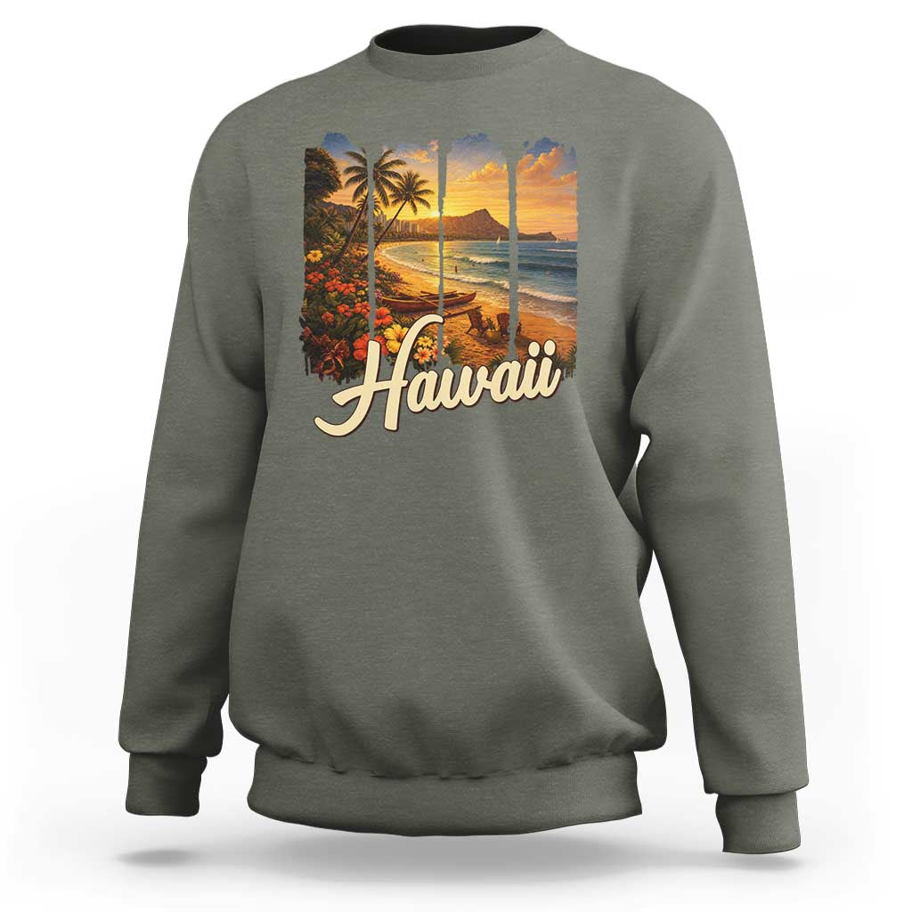 Vintage Hawaii Beach Travel Sweatshirt Sunset Ocean Landscape