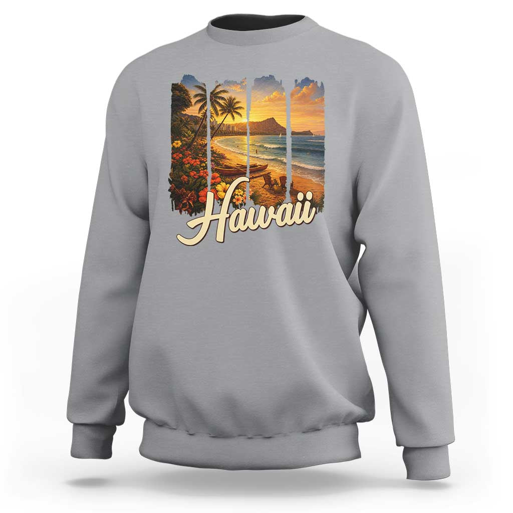 Vintage Hawaii Beach Travel Sweatshirt Sunset Ocean Landscape