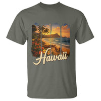 Vintage Hawaii Beach Travel T Shirt Sunset Ocean Landscape