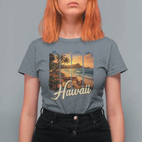 Vintage Hawaii Beach Travel T Shirt For Women Sunset Ocean Landscape