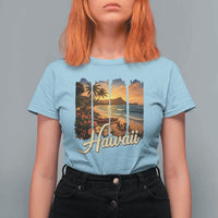Vintage Hawaii Beach Travel T Shirt For Women Sunset Ocean Landscape