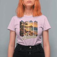 Vintage Hawaii Beach Travel T Shirt For Women Sunset Ocean Landscape