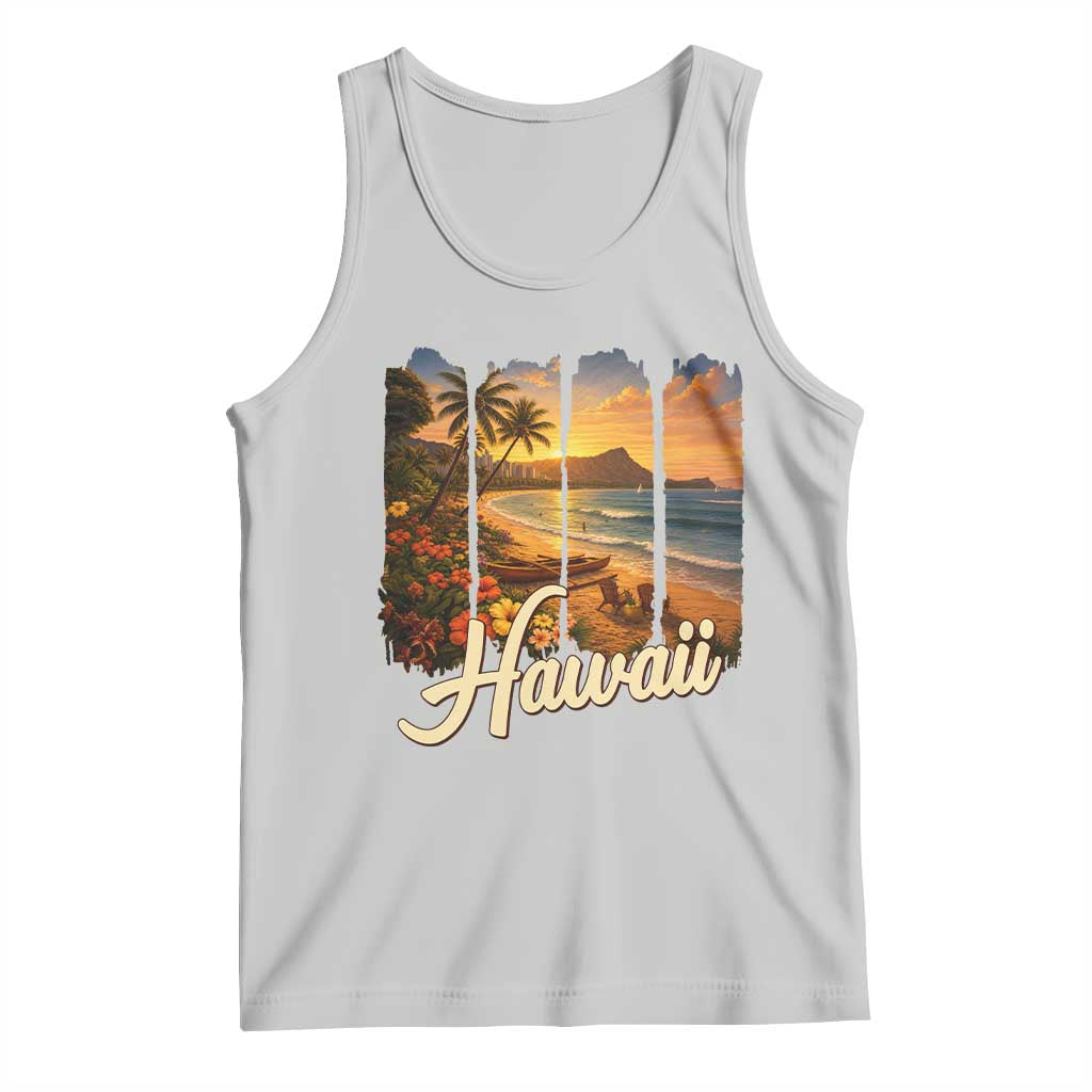 Vintage Hawaii Beach Travel Tank Top Sunset Ocean Landscape