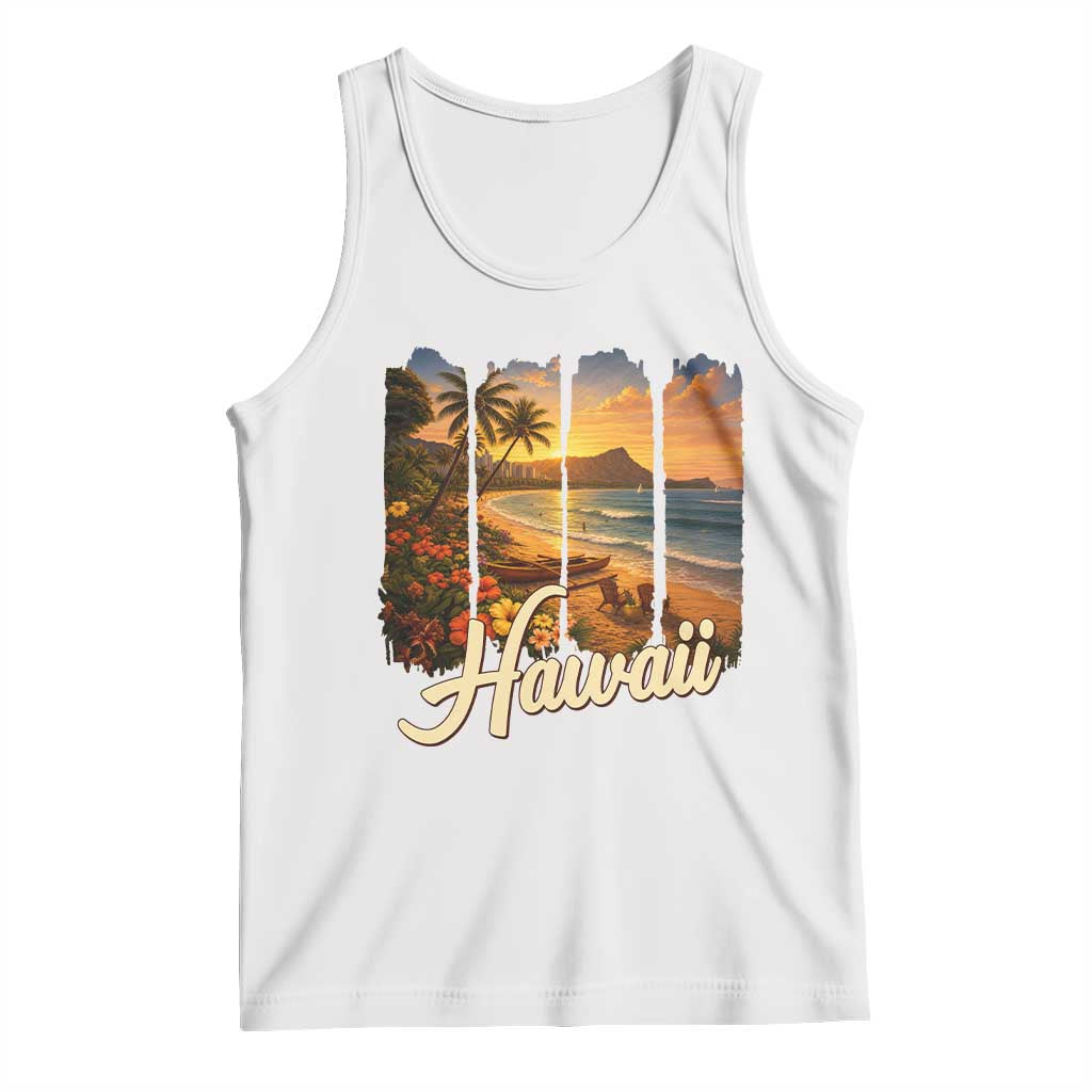 Vintage Hawaii Beach Travel Tank Top Sunset Ocean Landscape