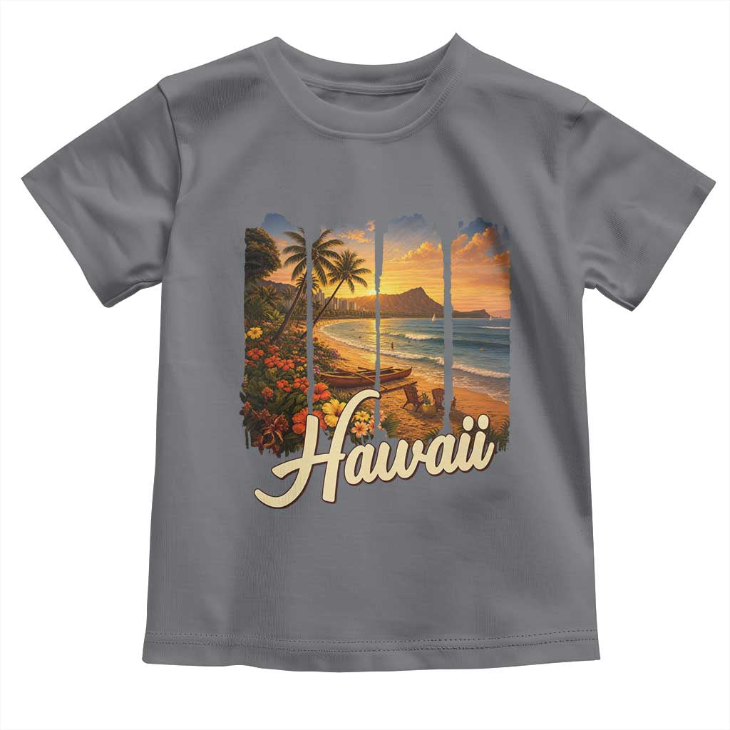 Vintage Hawaii Beach Travel Toddler T Shirt Sunset Ocean Landscape