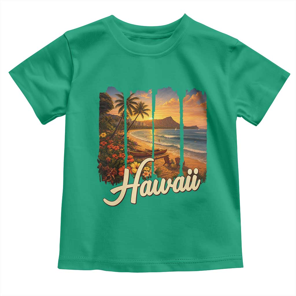 Vintage Hawaii Beach Travel Toddler T Shirt Sunset Ocean Landscape