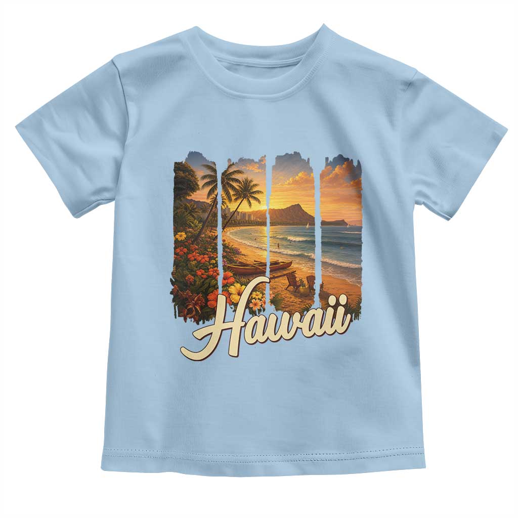 Vintage Hawaii Beach Travel Toddler T Shirt Sunset Ocean Landscape